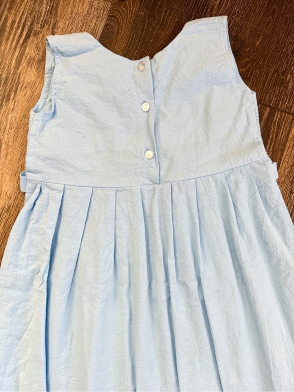 Light Blue Girls' Embroidered Floral Sundress with Tie Waist—4T - Picture 6 of 6